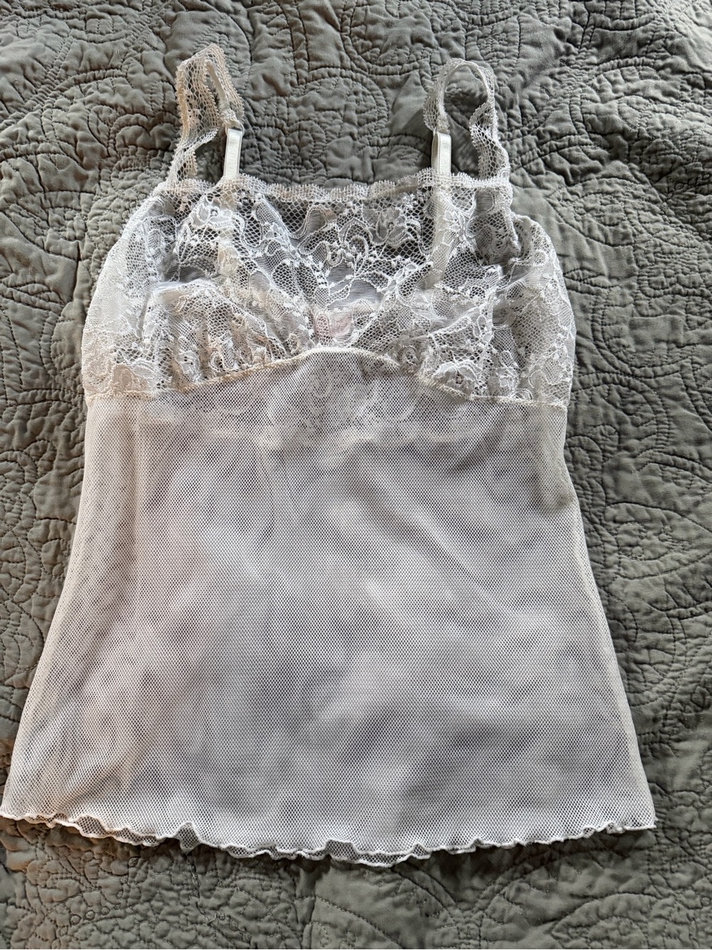 Sheer Lace Camisole Tank Top - white